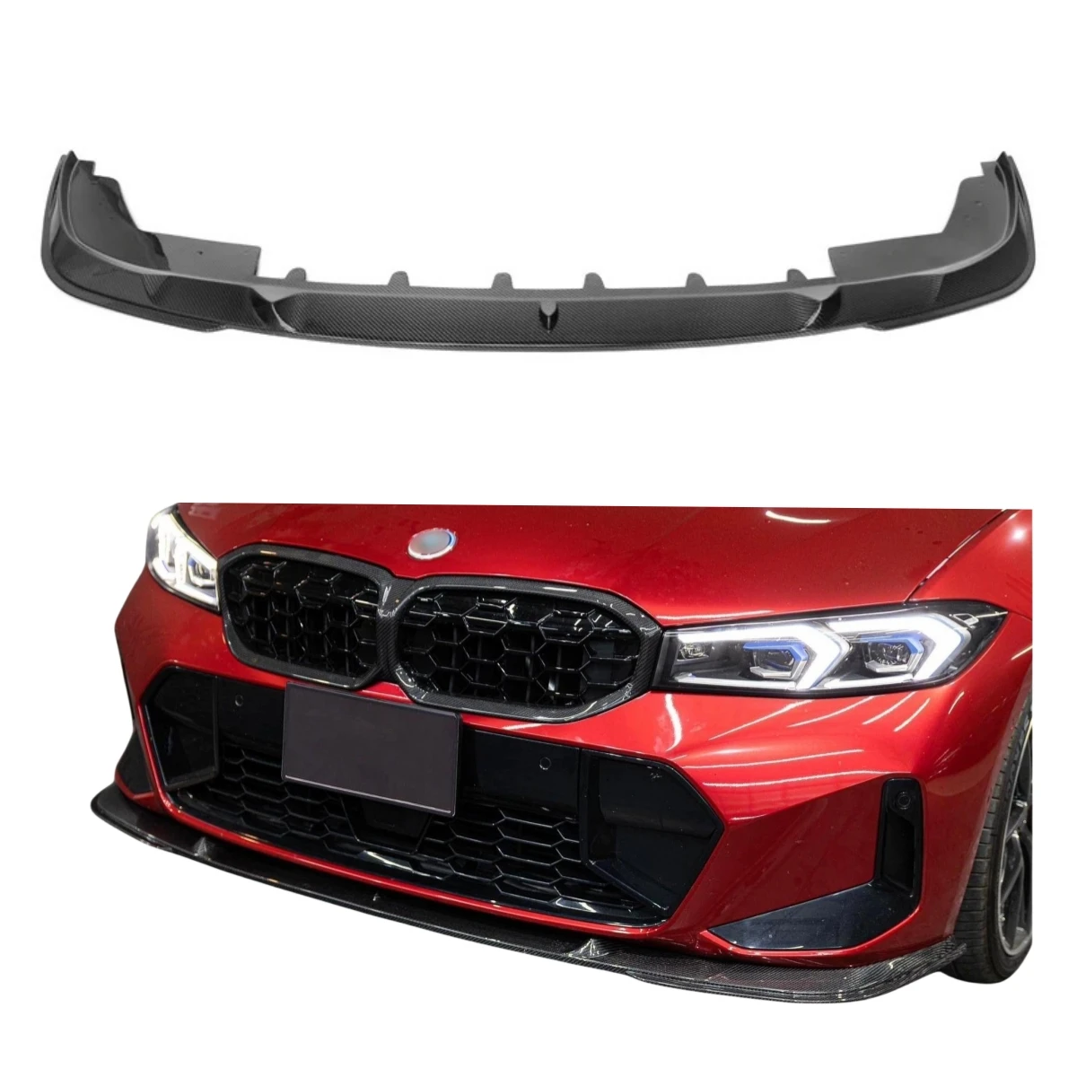 

Передний бампер из углеродного волокна, 3D-стиль для BMW 3 серии G20 G21 LCI, карбоновый передний сплиттер