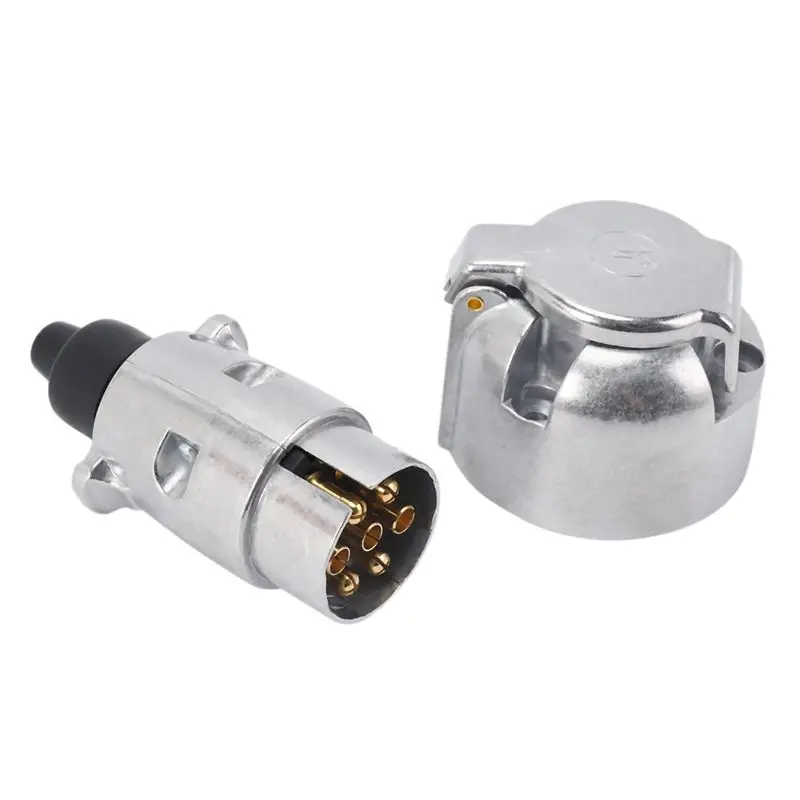 Precision 6X Trailer Accessories- 7 Pin Trailer Plug 12V Rv Sockets Towbar Towing 7Pin Metal Trailer Connectors