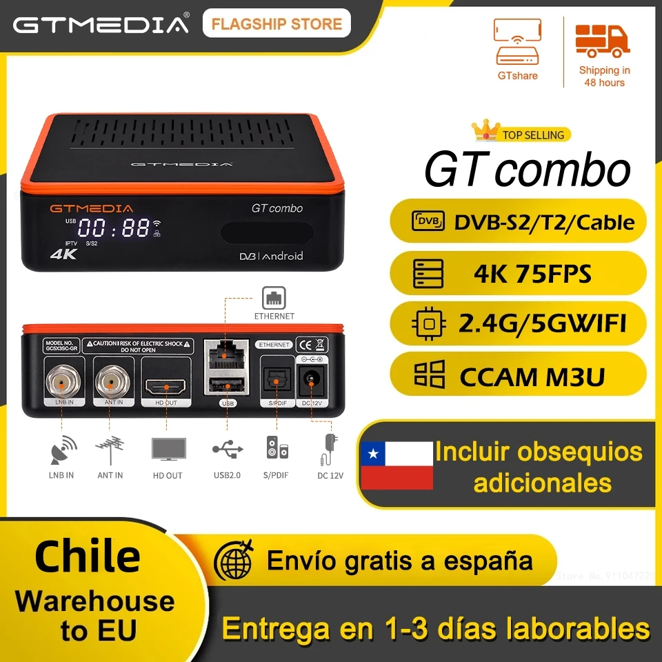 

GTMEDIA GTCOMBO satellite receiver DVB-S2X/T2/C android TV BOX 4K Ultra 4K Dual WiFi 2.4/5 GHz receiver Sat DVB Finder Smart BOX shipping from chili warehouse