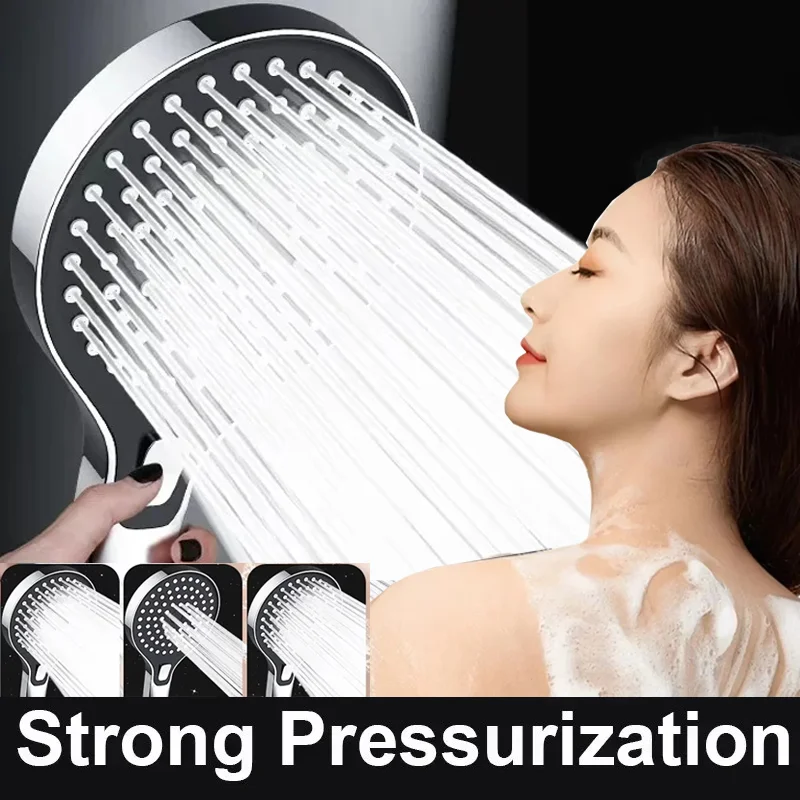 

13CM High Pressure Big Shower Head 3 Spout Modes Large Panel Outlet Water Saving Shower Massage Sprayer Bathroom Accessories