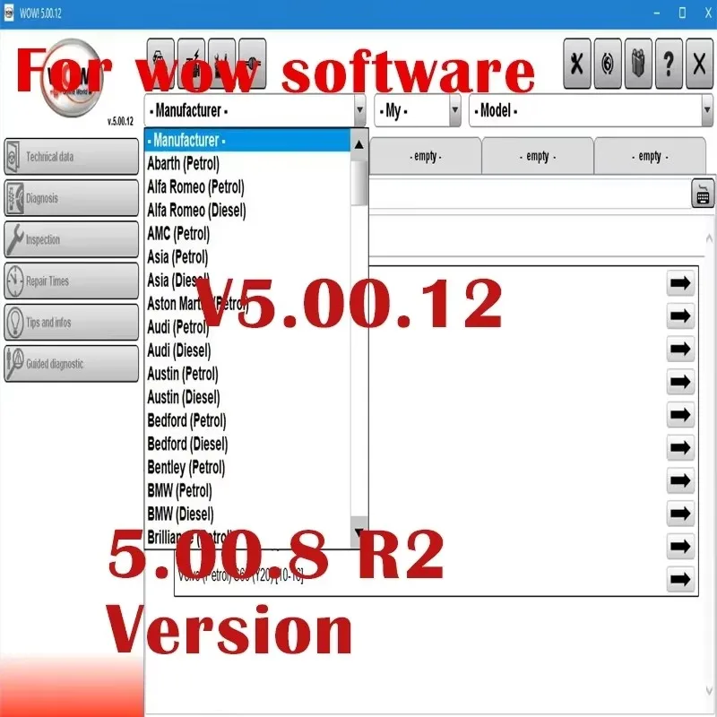 2024 Hot W-ur-th wow V5.00.12 wow 5.00.8 R2 Software Multi-languages with Keygen For Tcs Multi-diag Cars Diagnostic Tool