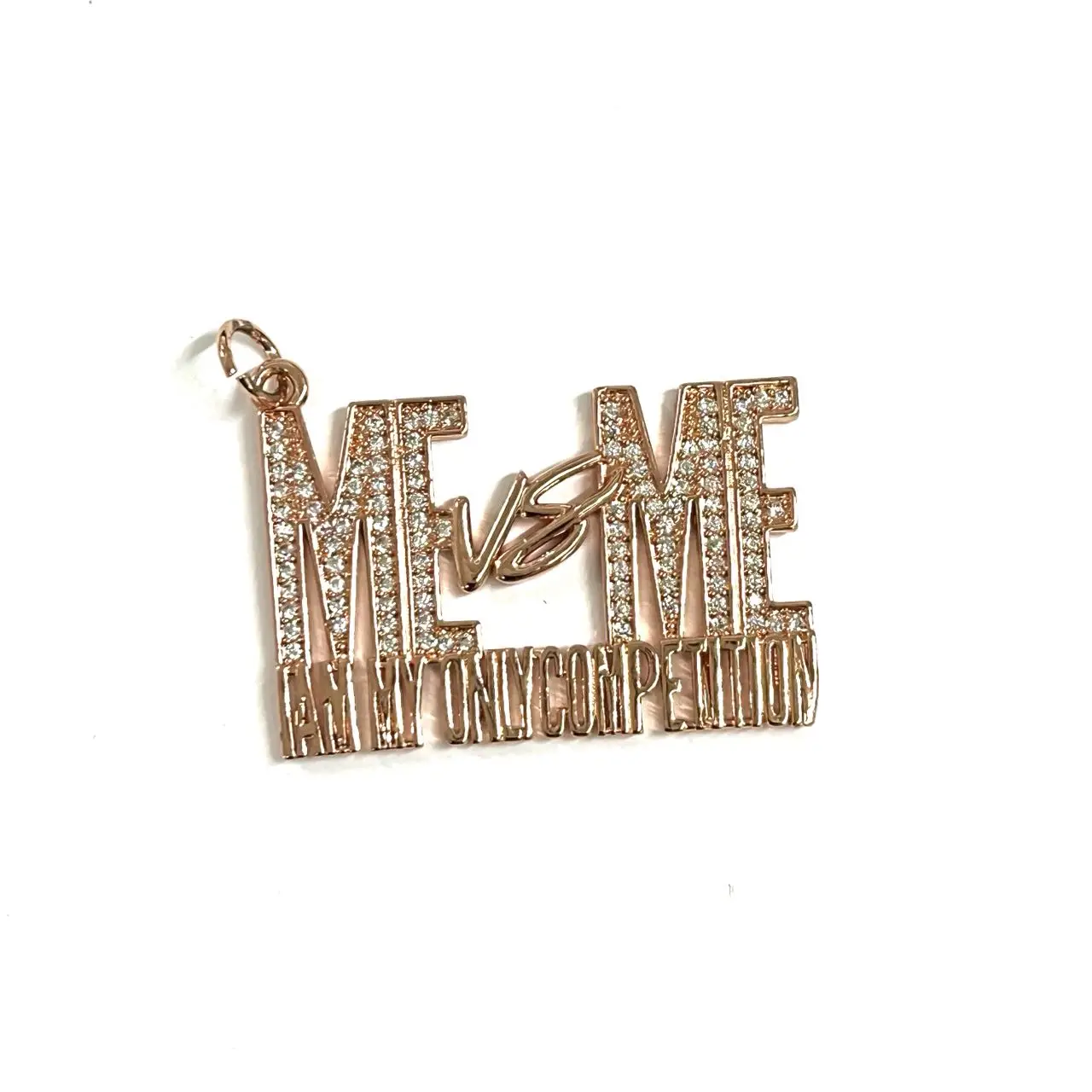 5pcs ME VS ME Words Letter Zirconia Pave Pendant Bracelets Charms Jewelry Hand Making Accessories Key Chain Tags