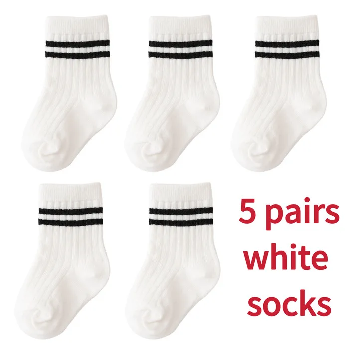 5 Paare/los Kinder Jungen Sportsocken Baumwolle Weiche Kurze Röhrensocken Für Kleinkinder Babys Jungen 0-5Y Kind Jungen Gestreifte Socken Von 5 Farben