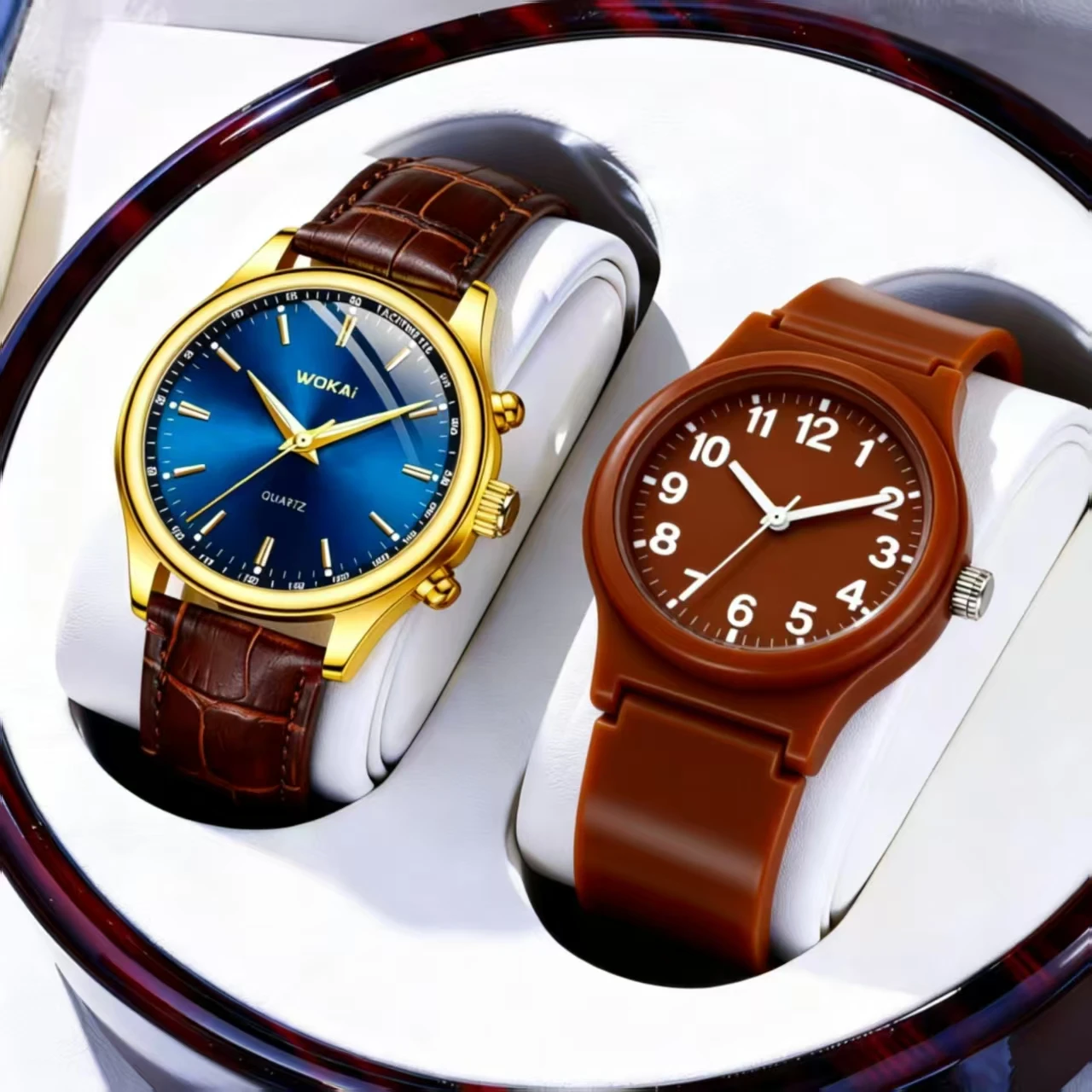 새로운 2023wokai 비즈니스 시계 쿼츠 스포츠 시계 레저 벨트 남성용 시계 남성용 시계