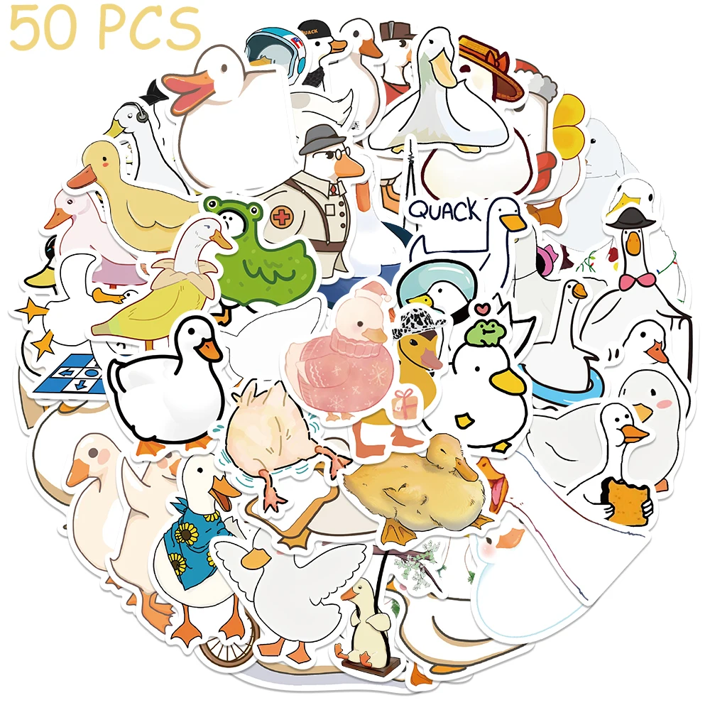 50pcs Cartoon Brief Strokes Ducks Stickers Decals For Phone Suitcase Skateboard Guitar Aesthetic Stickers Children Toy Gifts