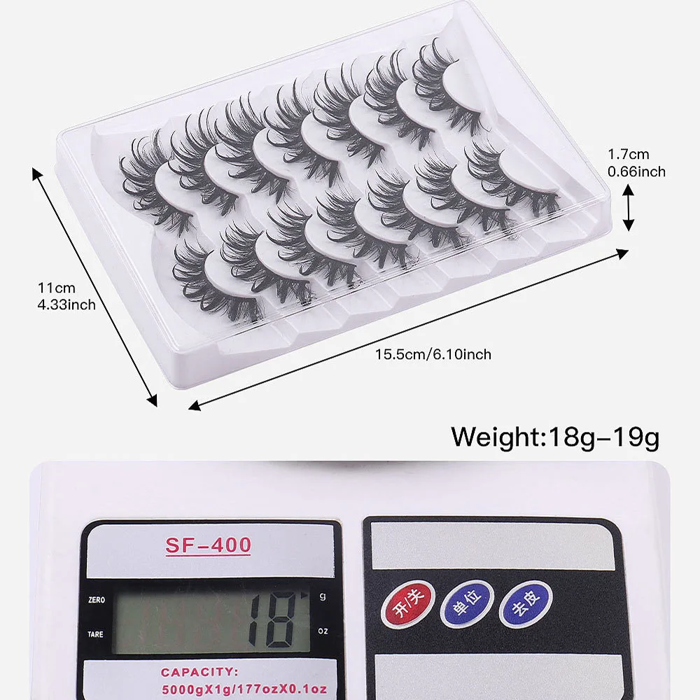 7 Pairs 3D Fluffy Wet Eye Eyelashes Set Messy Comic Eye Eyelash Extension Natural Long Thick Black Band Reusable Handmade Makeup