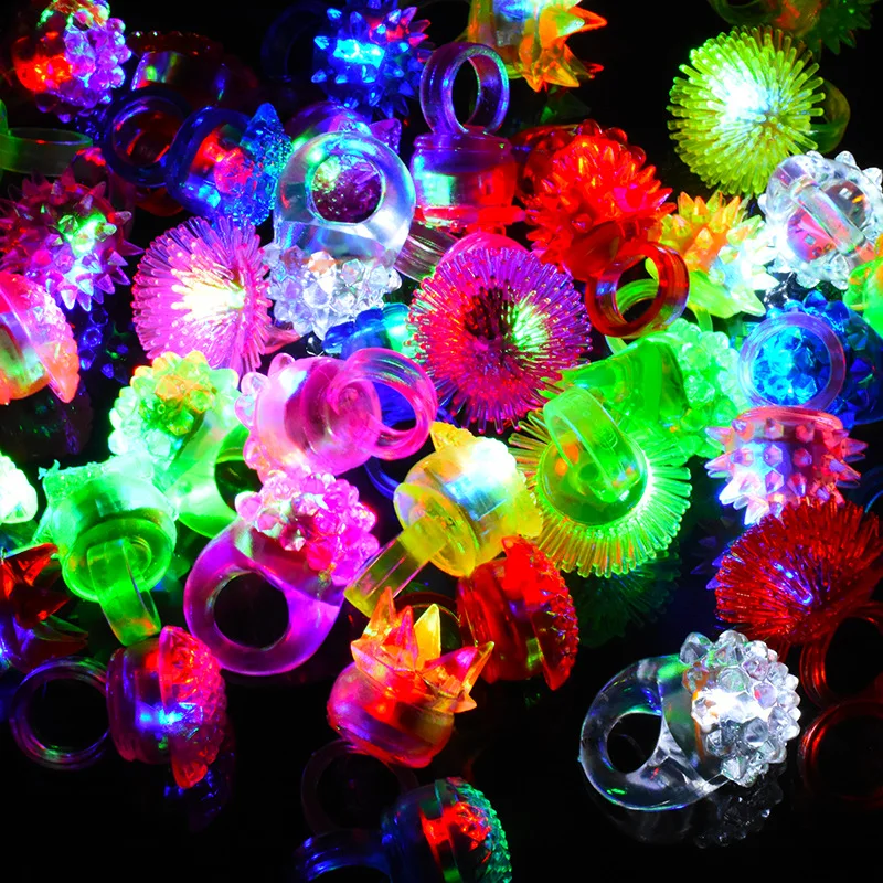 10pcs Glowing Rings LED Light Up Luminous Rings Party Favor Toys Flash Led Lights Glow In The Dark Party Supplies view 3