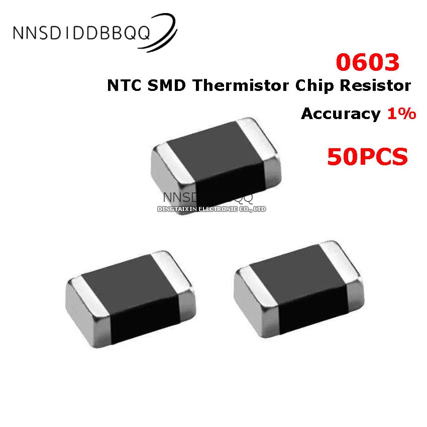 50PCS 0603 NTC SMD 서미스터 칩 저항 정확도 1% 10K B-3380 10K B-3450 100K B-4250 전자 부품