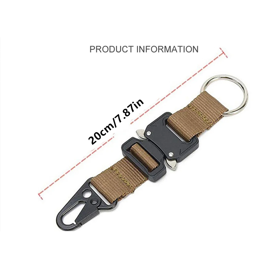 Tactical Belt Backpack Hook Keychain Clip Carabiner Belt Key Chain Loop Webbing Double-split Quick Release Hanging Buckle