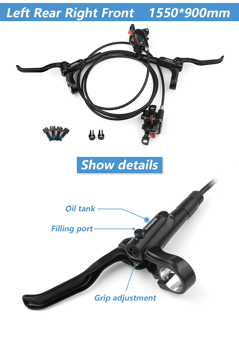 Shimano BR MT200 Hydraulische Scheiben Bremse 1550 1500 1450 850 800mm Links Vorne Rechts Hinten Bremse Set RT-10/26/56 160 180mm Rotor – Detail 5