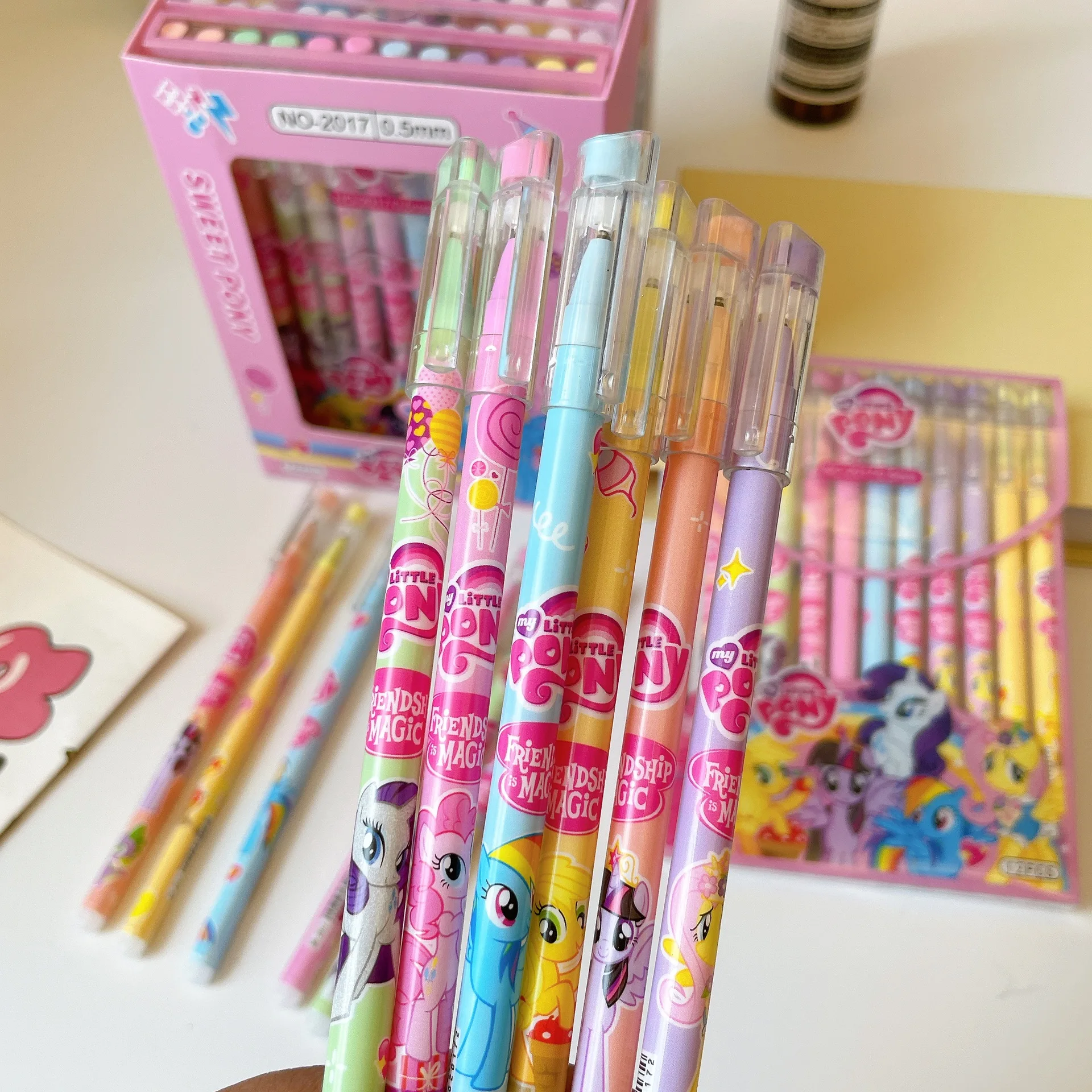 

12/48pcs My Little Pony Cartoon Erasable Pen Blue Black Ink Magic Gel Pen School Office Writing Stationery Supply Student Gift