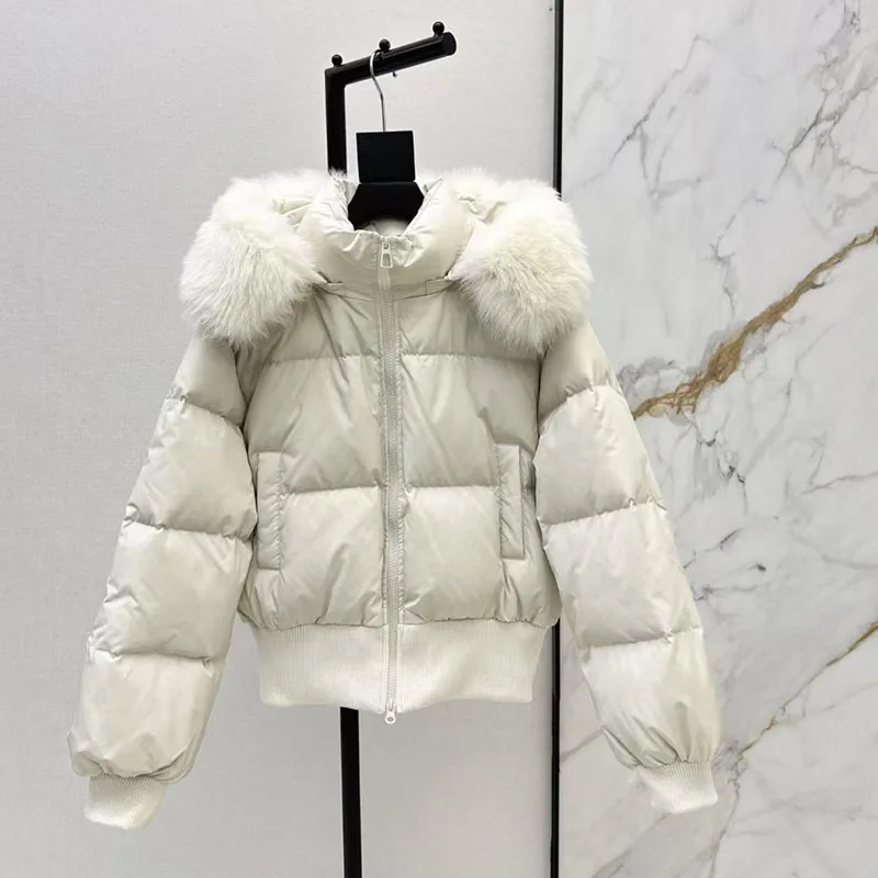 سترة نسائية كاجوال دافئة مقاومة للرياح، سترة عالية الجودة، 2025، شتاء، وصول جديد، طراز Y2K، سترة قصيرة بياقة من فرو الثعلب #2