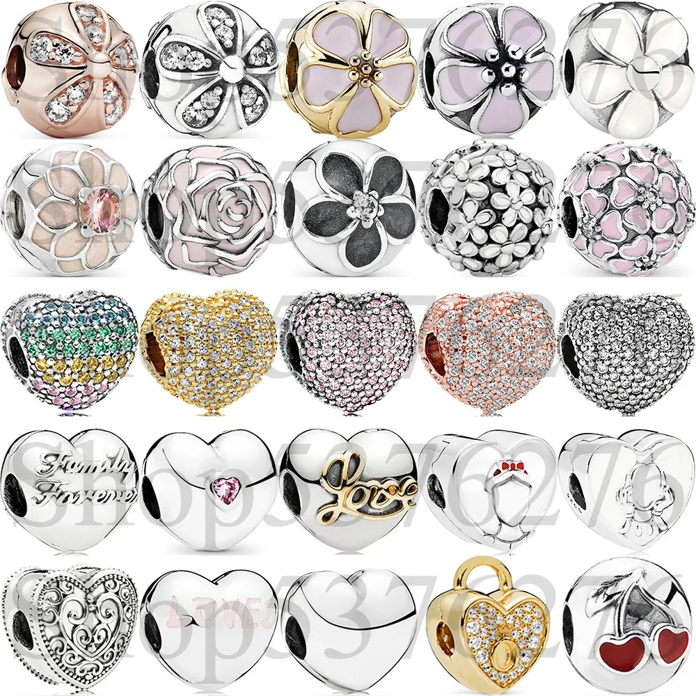 

925 Silver Bead Family Union Heart Loved Ccript Crown O Padlock Clip Charm For Fashion Women Bracelet Bangle Gift DIY Jewelry