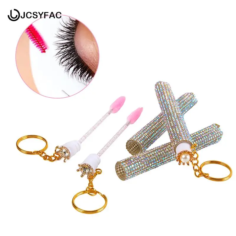 1 pz tubo Mascara vuoto riutilizzabile con bacchetta per ciglia catena d'oro Micro Lash Spoolie Cleaner Mini ciglia pettine spazzole