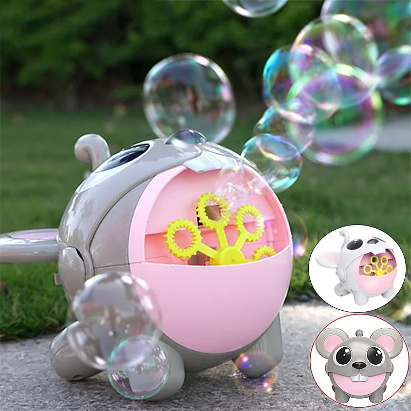 Electric Bubble Machine Automatic Cartoon Mouse Soap Bubble Blower Maker Outdoor Wedding Party Toy Children Toys Birthday Gifts