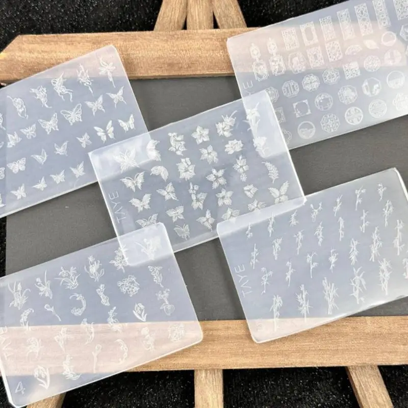 Y2K فراشة زهرة ثلاثية الأبعاد سيليكون مسمار الفن العفن DIY خمر زهرة الإطار تصميم الأزهار قالب الإغاثة الشفافة أدوات مانيكير