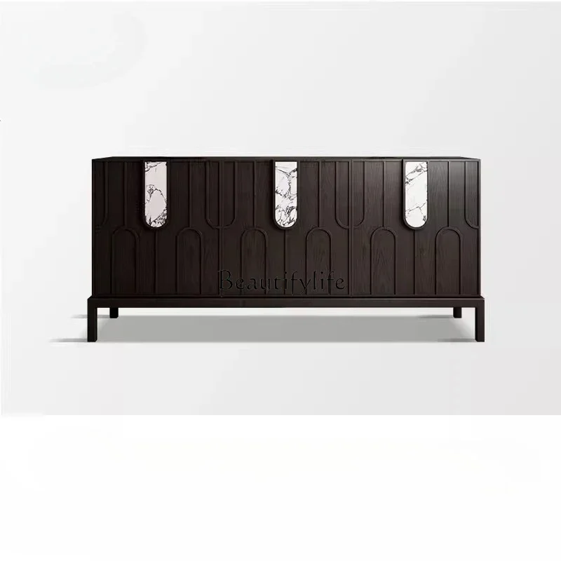 

LD6New Chinese-style solid wood entrance entrance cabinet villa living room storage shoe cabinet retro style