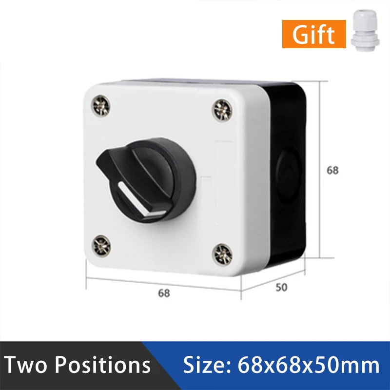 2P/3P Two/Three Position 10A Rotary Button Box Switch Waterproof Industrial Control Power NO NC