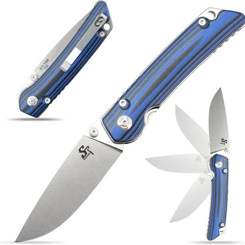 

Sitivien ST128 Outdoor Camping Folding Pocket Knife D2 Blade G10 Handle Survival Tactical Hunting Utility Fruit Knives EDC Tools