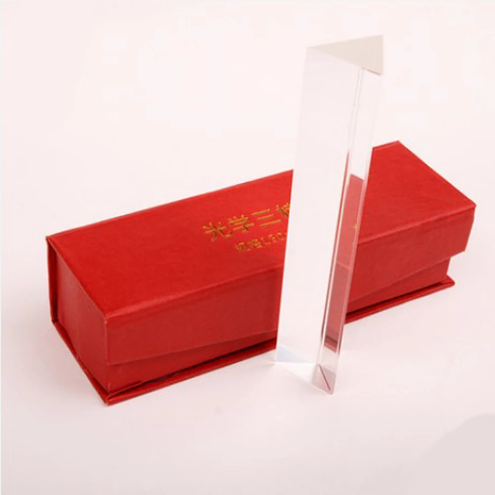 15CM Optical Glass Triple Triangular Prism Physics Teaching Light Spectrum Gift Box