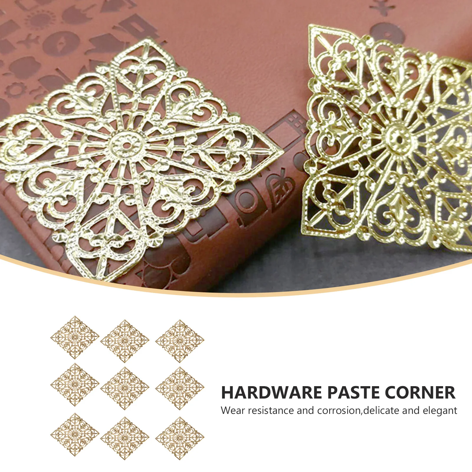 

50Pcs Furniture Corner Ornament Iron Box Protector Golden Retro Design for Wooden Box Desk Closet Furniture Safety Guard