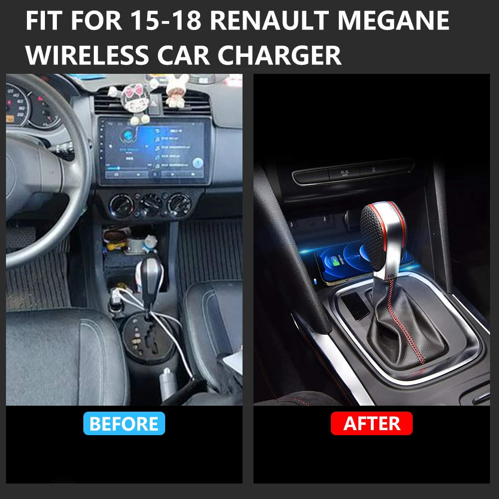 For Renault Megane 2015-2018 Quick QI Car Wireless Charger Fast Charging Intelligent Infrared Mobile Phone Dashboard