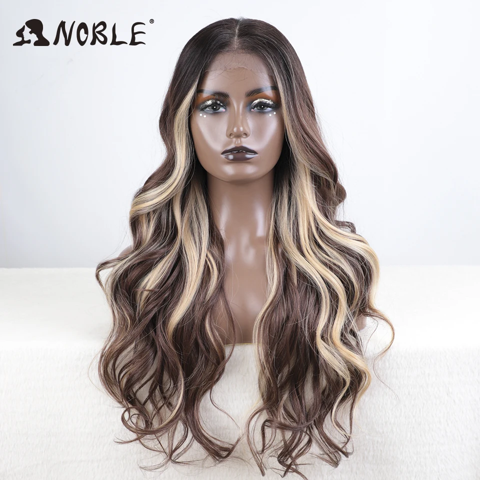 

Noble Cosplay Lace Front Wig 30 Inch Lace Long Wavy 360 0mbre Blonde Wig Red African American Synthetic Wigs For Black Women