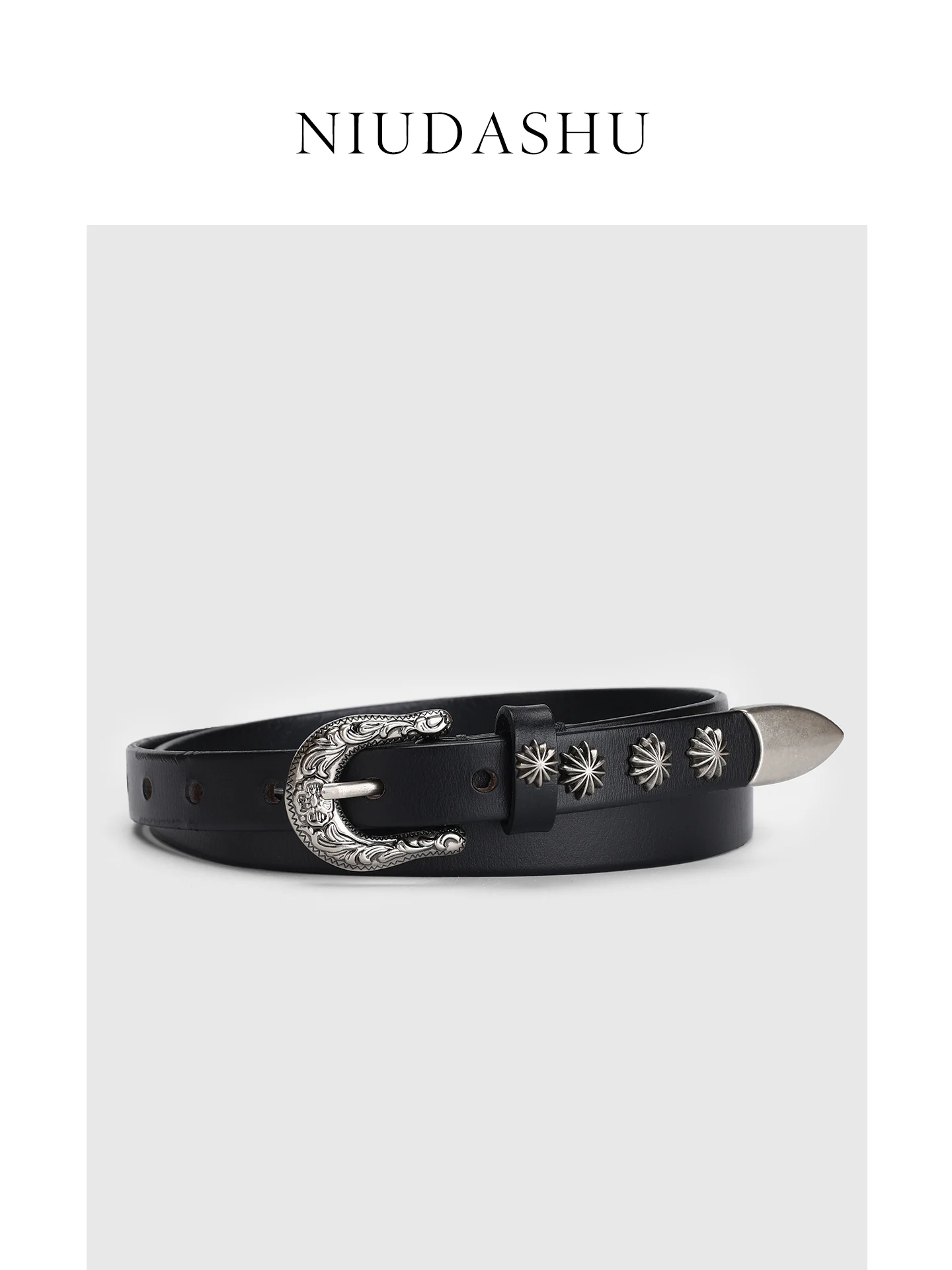 2025年新作-レディースレザーベルト-シンプルデザイン-ブラック装飾-トップレイヤー牛革ベルト-エレガントスタイル-ジーンズ-カジュアル-通勤用