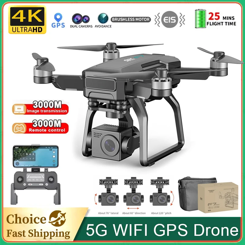 F7 / F7S 4K PRO Drone Professional HD Camera With 3-Axis Gimbal Aerial Photography 5G GPS Dron Obstacle Avoidance RC Quadcopter