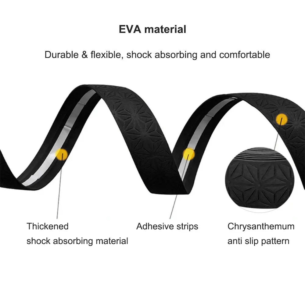 Road Bike Bar Tape Handlebar Tapes EVA+PU Soft Anti-Vibration Wrap Tape Durable Bar Bartape 1pair Chrysanthemum Pattern