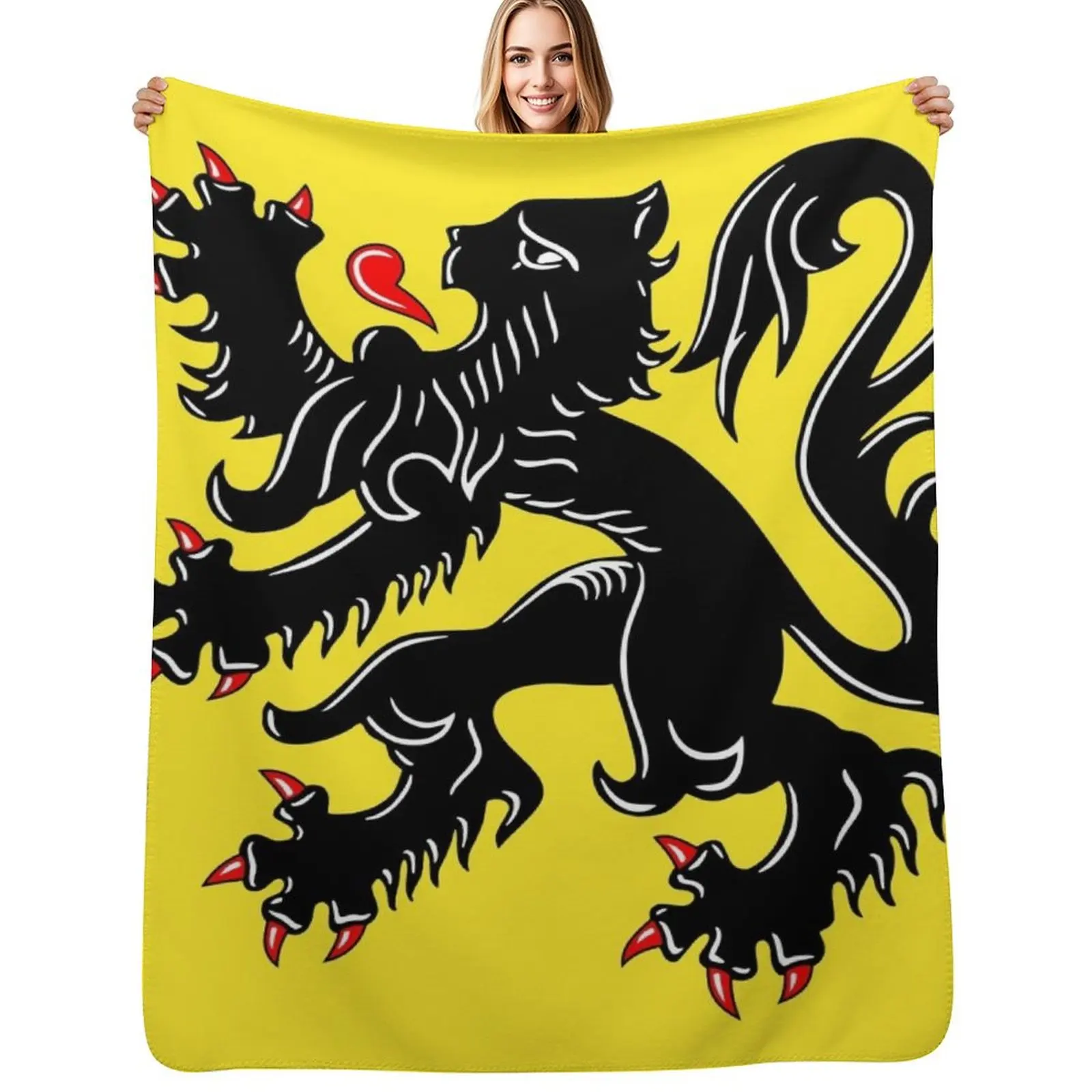 Flanders flag Throw Blanket Thin Soft Blanket for Summer Night Sleeping