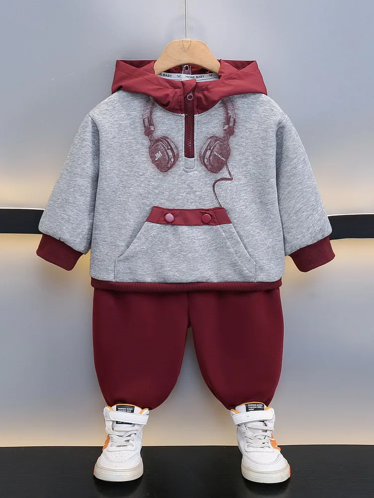 

Осенние толстовки с капюшоном + штаны для мальчиков, 2 шт./компл., повседневная осенняя одежда для малышей, детский модный комплект, детские спортивные костюмы для детей 2-11 лет