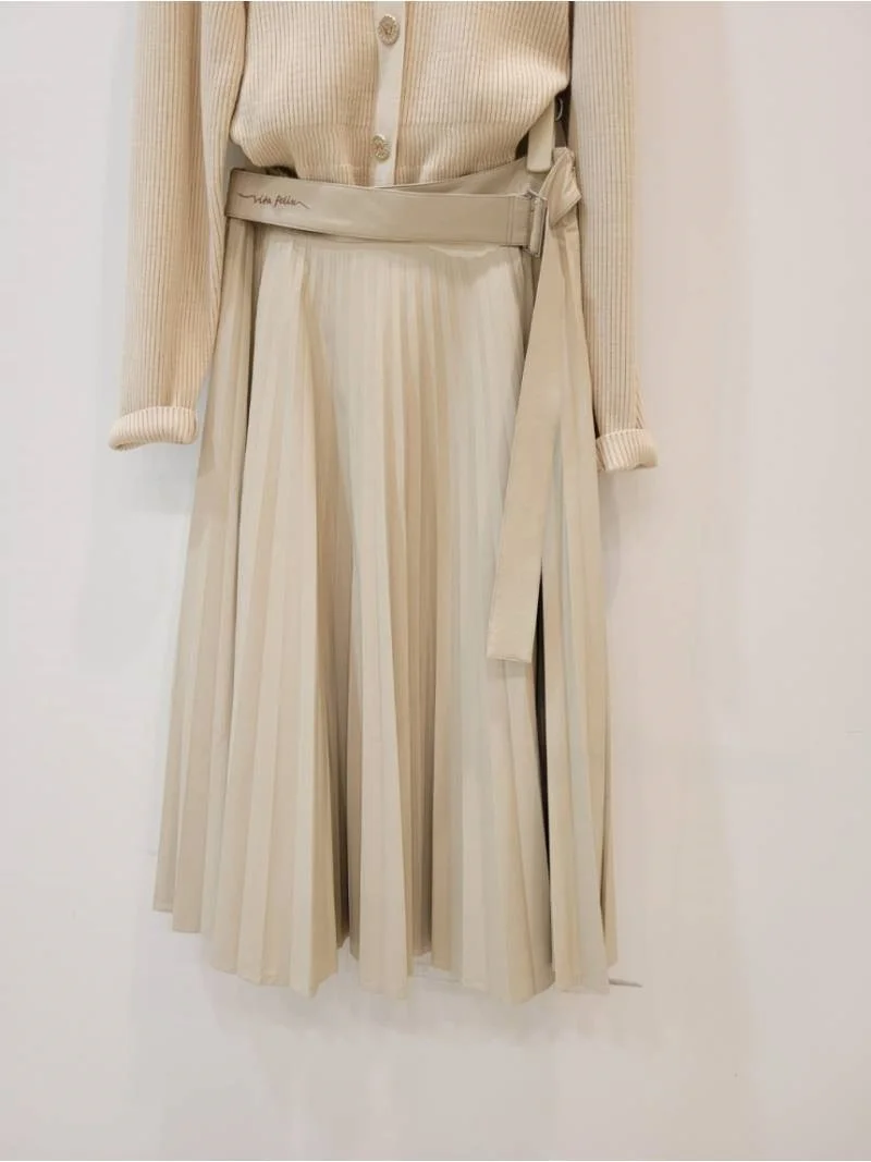 

Плиссированная юбка с высокой талией, универсальные утягивающие юбки f-длины, корейская женская юбка-стойка