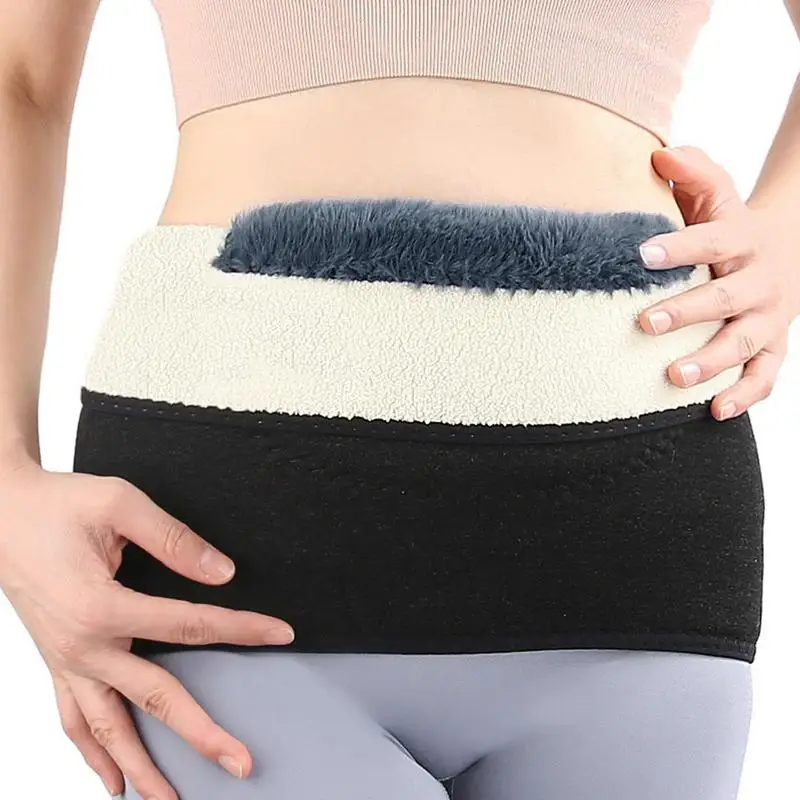 Warm Belly Band Winter Full Fleece Lumbar Support Warmer Belt Composite Imitation Lambskin And Rabbit Wool Double Layer Belt Men