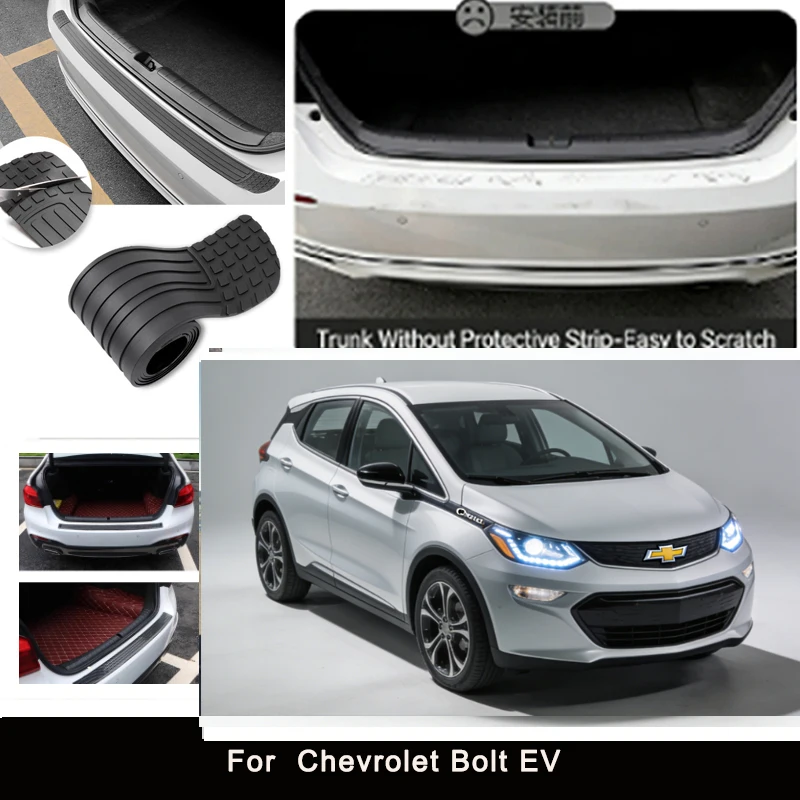 

For Chevrolet Bolt EV Rear Trunk Guard Plate Sticker Car Rear Bumper Trim Anti-Kicked Scratch Protector Sticker Strip