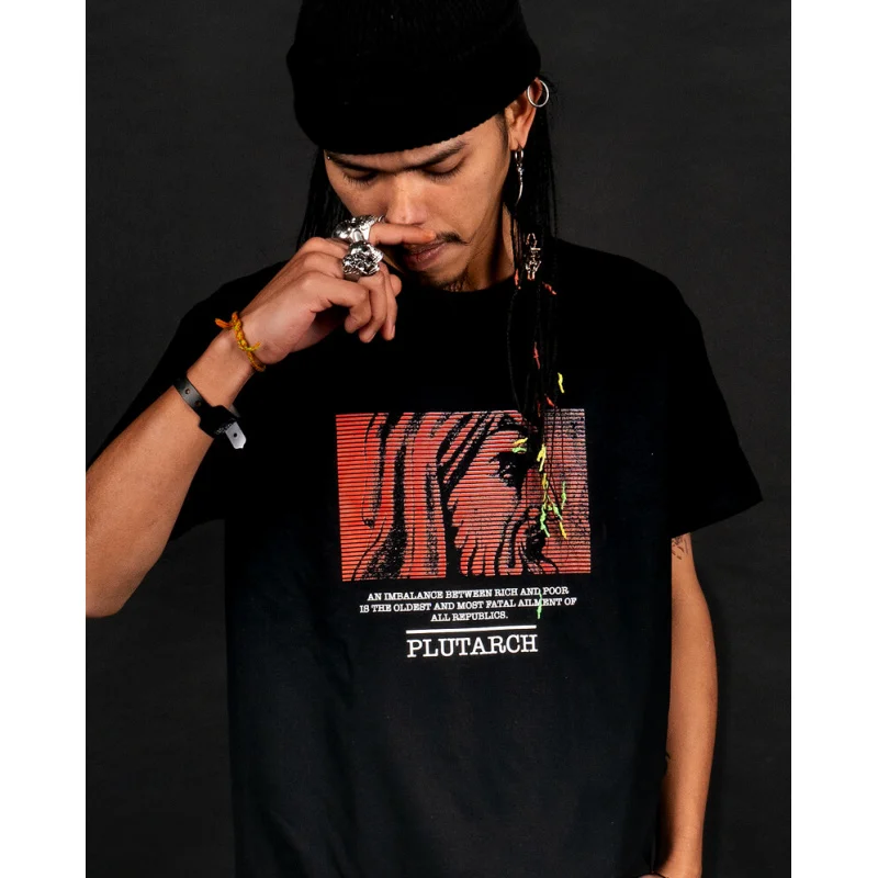 

Imbalance Between Rich and Poor - Plutarch T shirt 100% cotton print Gift Tee size Tops philosophy stocism quote Graphic Clothes