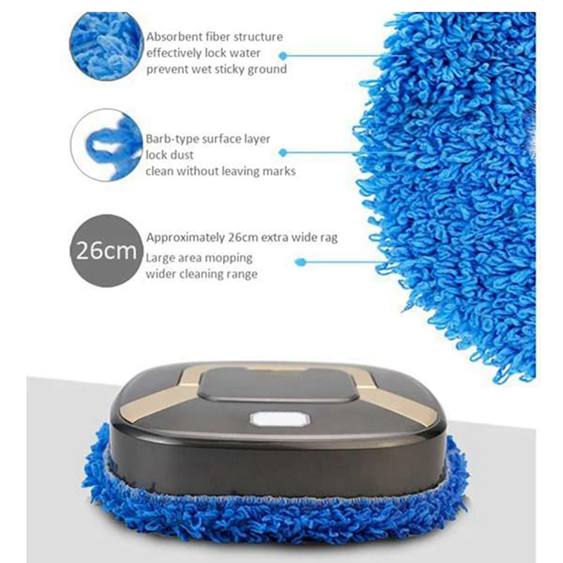 6X Disposable Mop,Washable Durable Replacement Microfiber Pads Dust Push Mop Cloth For Dry And Wet Vacuum Cleaner,Blue