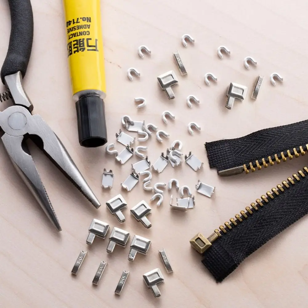 Professional Metal Zipper Slider Retainers Kit Repair Kit Universal Zipper Pulls Claw-Style Zipper Stop Zipper Hardware