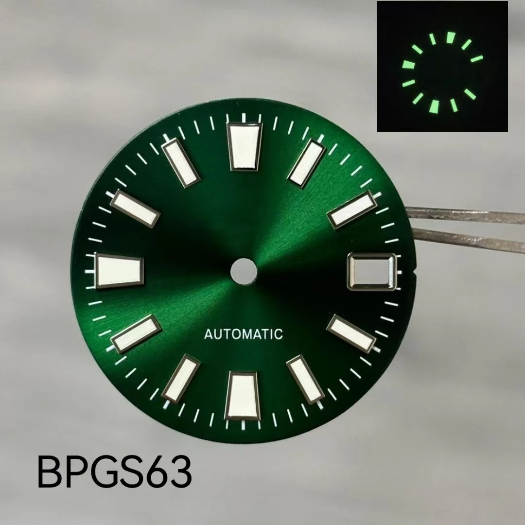 28.5mm Grand GS logo NH35 wide nail green luminous style multi-color single calendar dial compatible with NH35 watch accessories