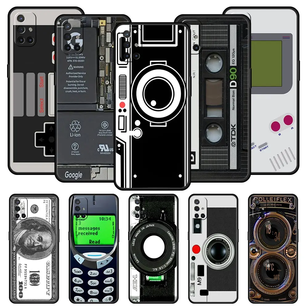 Vintage Tape Camera Gameboy For OnePlus 10 Pro 9 8T 8 Nord N10 7 7T 9R Phone Case For 1+ Nord 2T CE 2 N100 N200 Z 5G Soft Cover