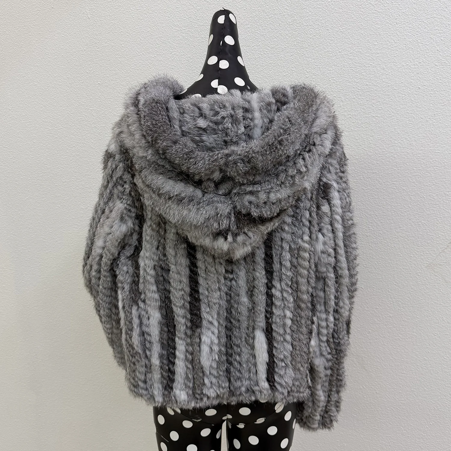 Abrigo de Piel de Conejo para Mujer, Otoño e Invierno, Nuevo, Engrosado, Tejido a Mano, de Doble Cara, con Capucha, Estilo Coreano, Corto