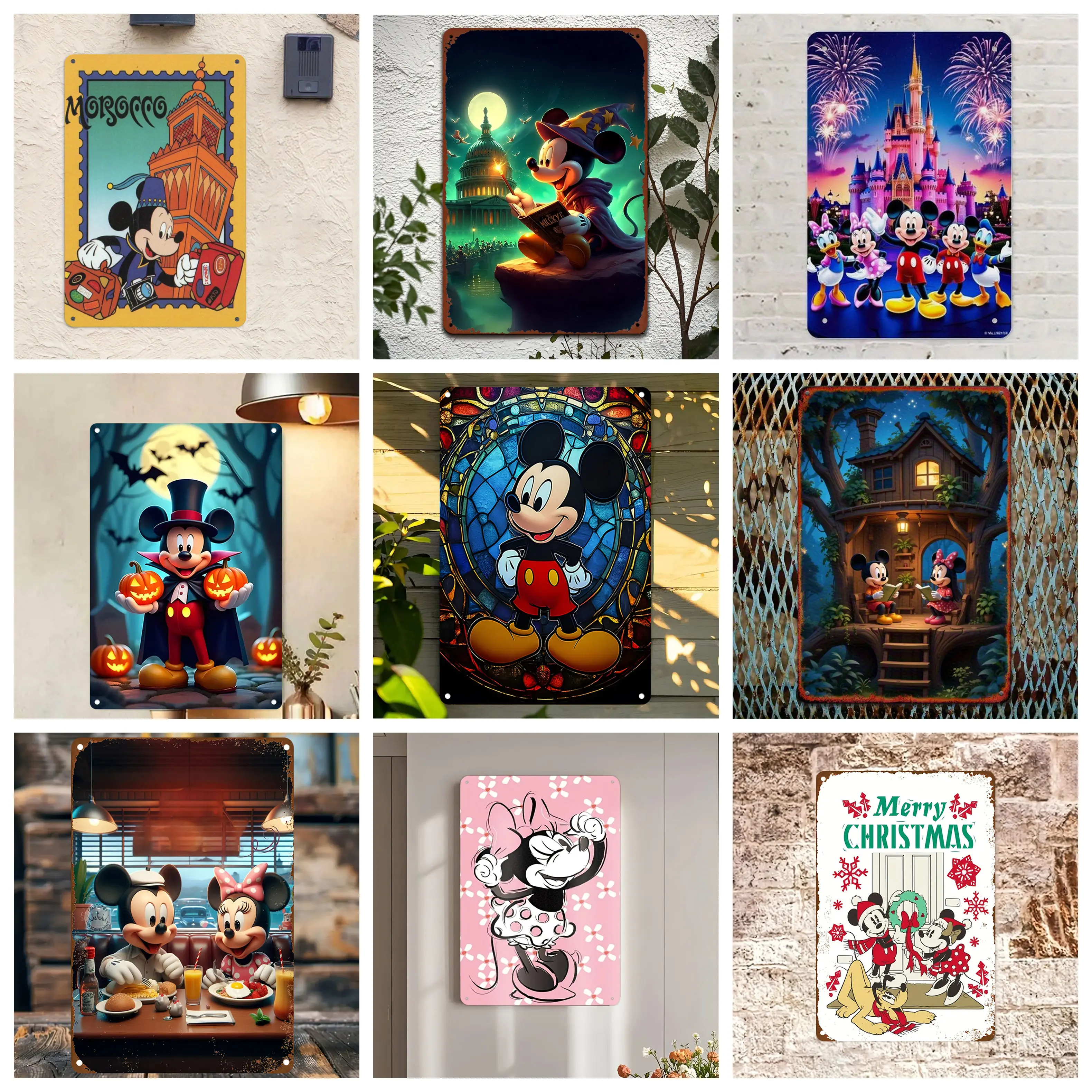 

Miniso Mickey Fantasy - Tin Sign Home Decor Wall Decor Art Wall Mural Room Decoration Decor Retro Metal Sign Plate Bar Posters