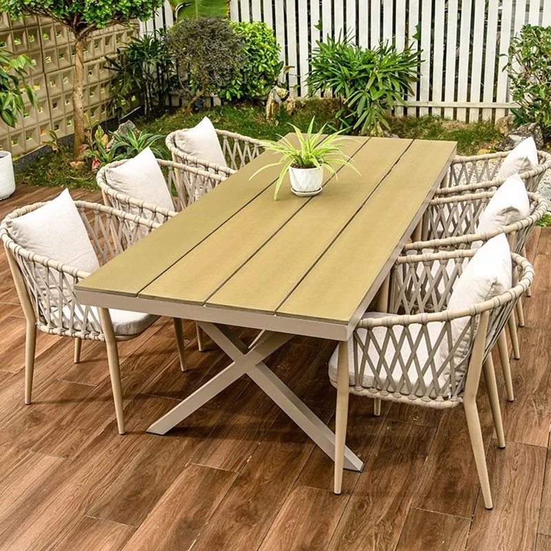 

Courtyard Rattan Chair Outdoor Tables Europe Balcony Lounge Minimalist Outdoor Tables Modern Jardin Mobiliario Furniture