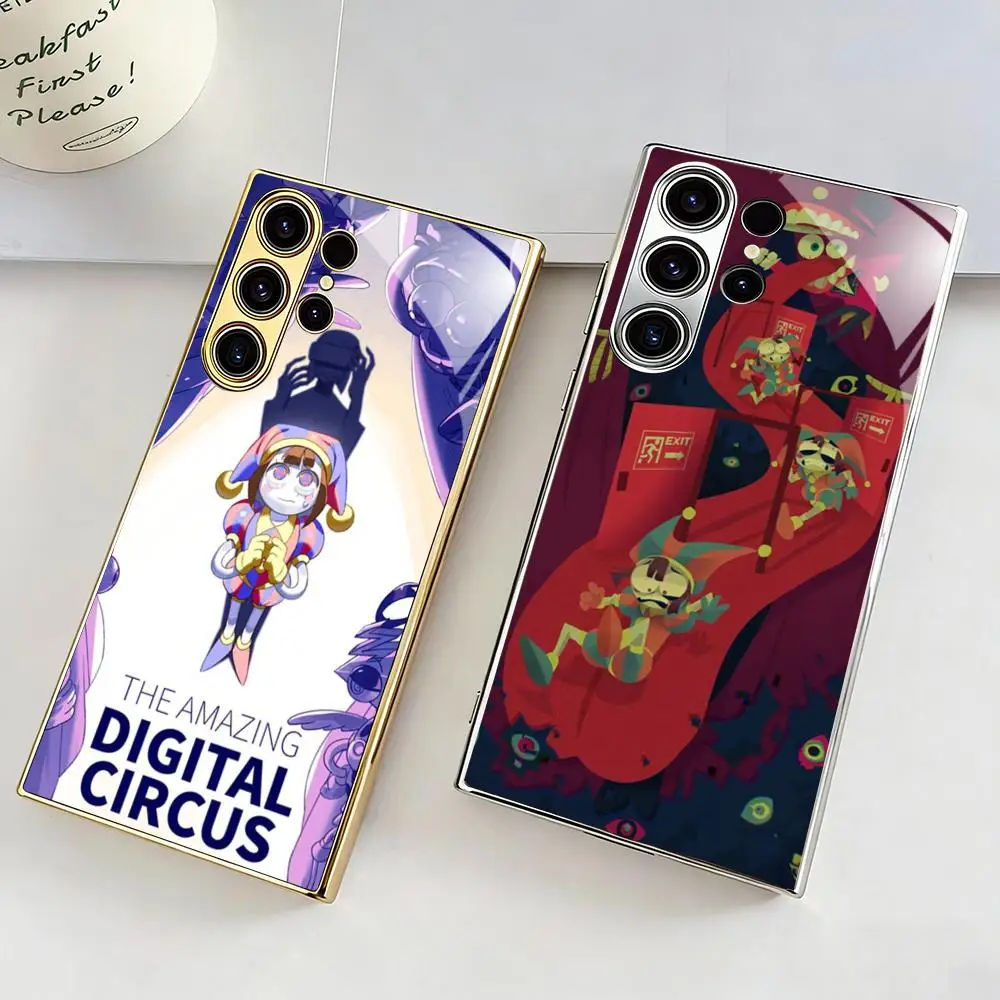 Amazinges Digitales Circus Phone Case For Samsung S25 S24 S23 S22 S21 Plus Ultra FE Edge New Electroplated glass Case