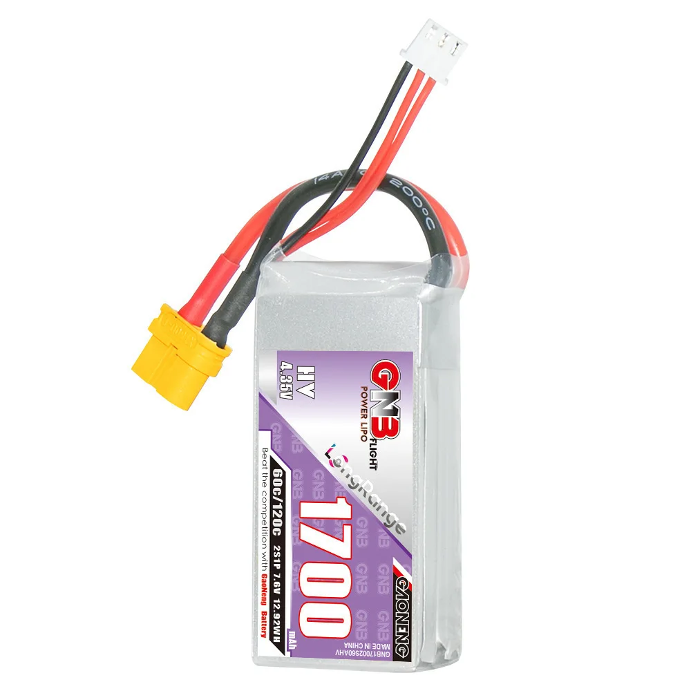 GNB 2S 7.6V 1700mAh 60C/120C مع XT60 يبو بطارية لسباق الطائرة بدون طيار FPV كوادكوبتر هليكوبتر أجزاء الطائرة بطارية HV 7.6V