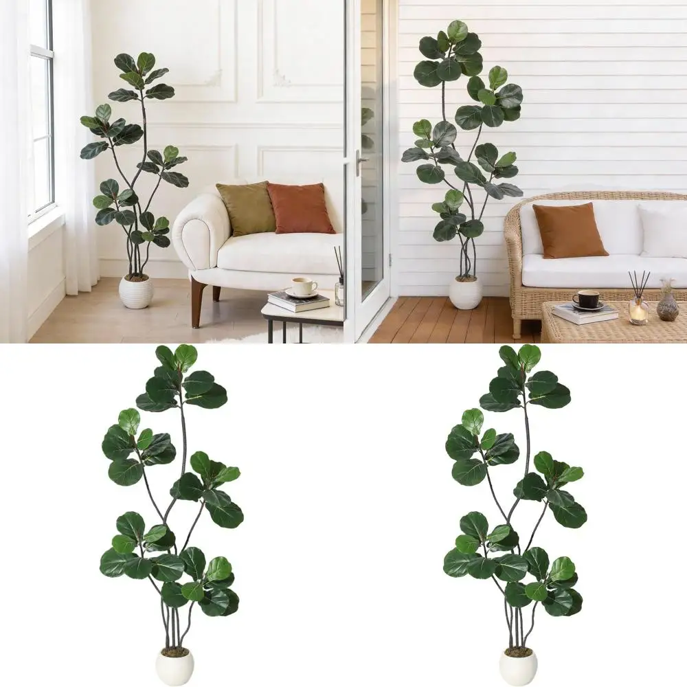 Flexible Branches Artificial Tree in White Pot, Ideal for Home and Office Living Room Decor, Tall Indoor Tree, Perfect Housewarm