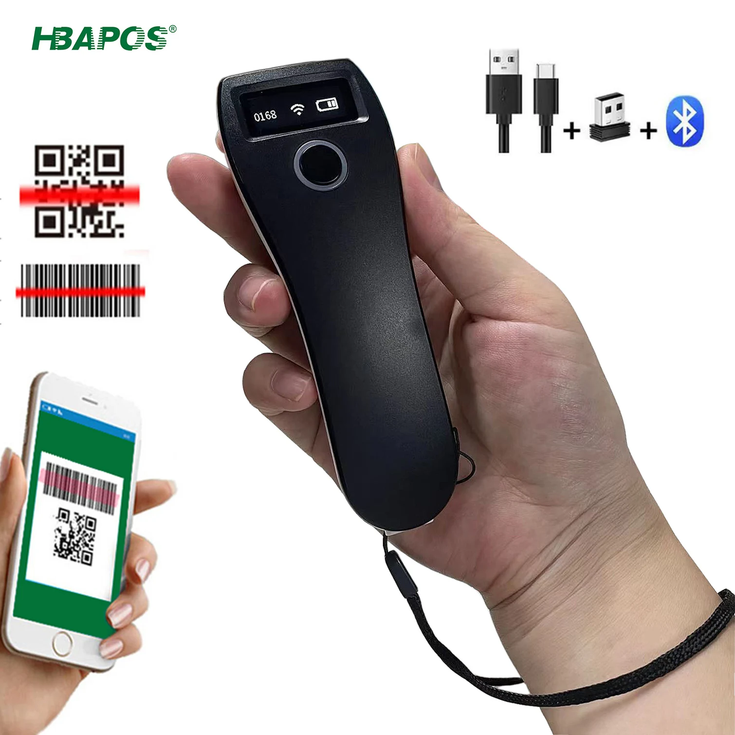 Wireless 2D Mini Barcode Scanner 3-in-1 USB Wired 2.4G Cordless Bluetooth Bar Code Scanner Portable 1D 2D QR Code Reader