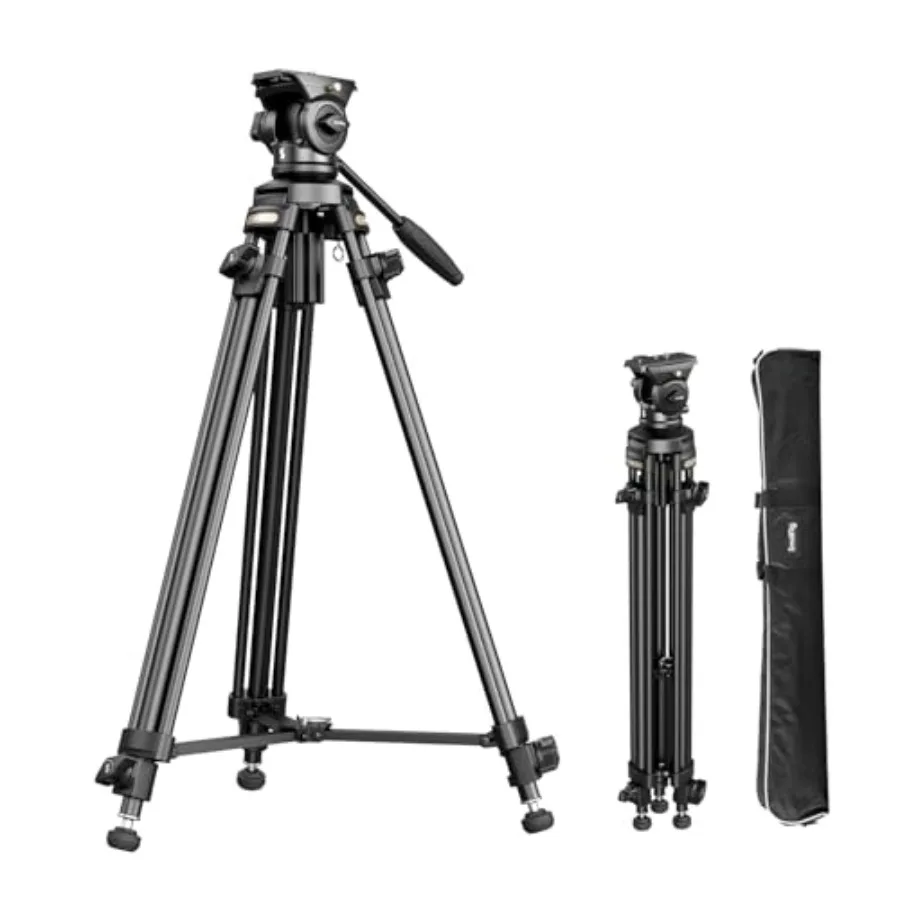 

Видеоштатив AD-50Lite, сверхпрочный штатив с 360-градусной флюидной головкой, 62-дюймовый алюминиевый штатив для путешествий с быстросъемной пластиной и тросом для подъема, нагрузка до [вставьте максимальную нагрузку]
