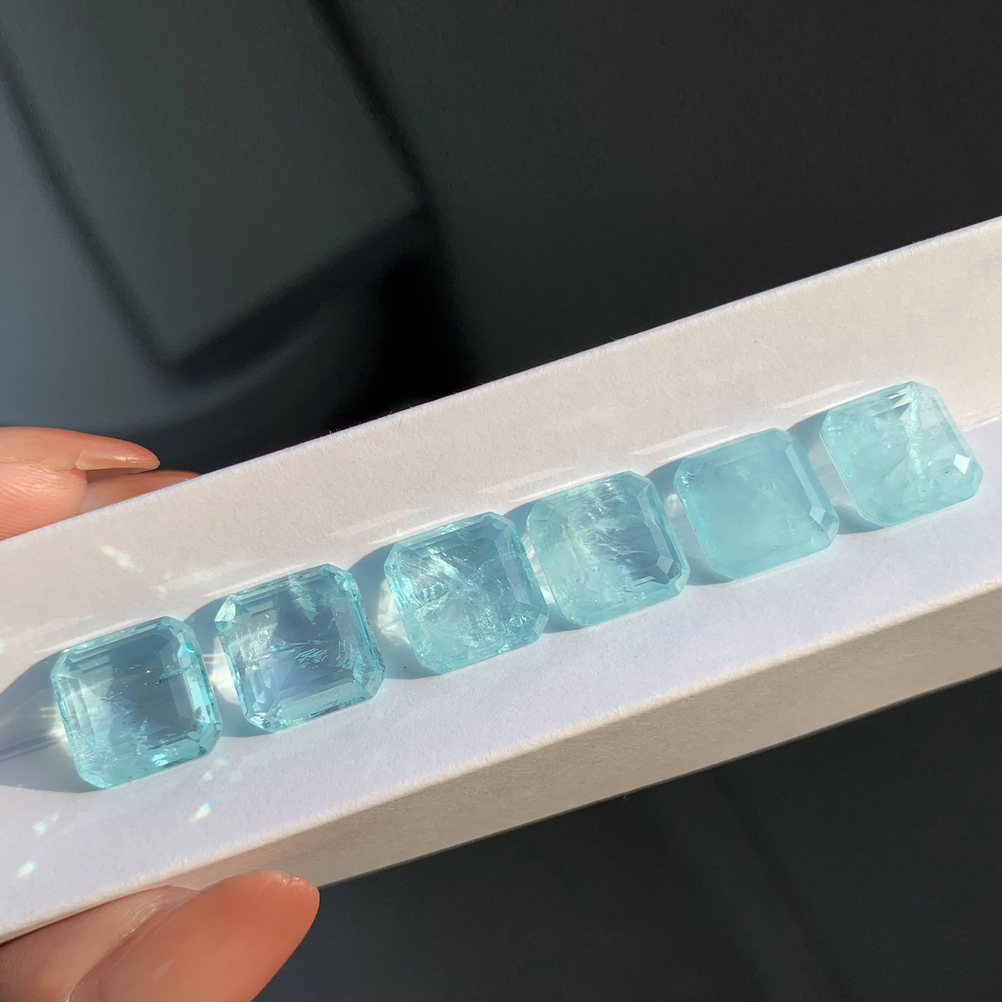 MJ-22 blue color square radiant shape fusion stone for DIY jewelry making material