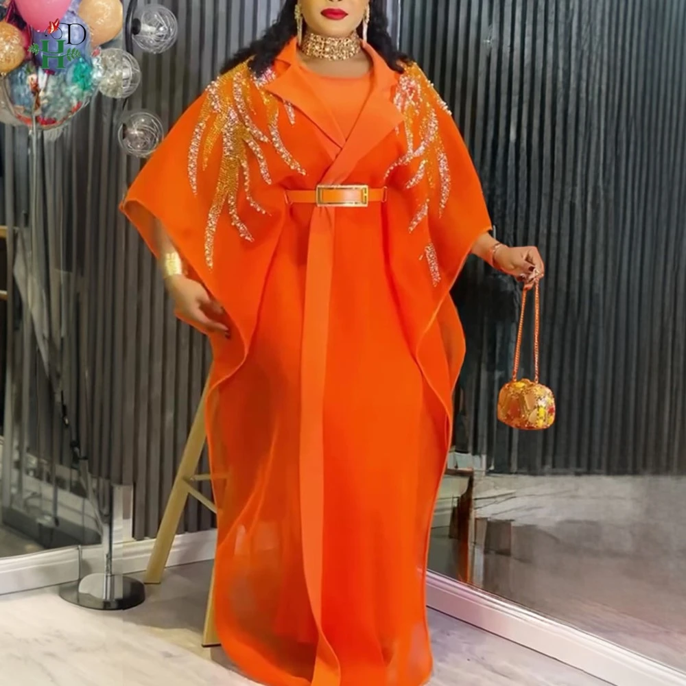 

African Dresses For Women Plus Size Turkey Dress Kaftan Dress Shawl Collar with Gold Sequin Embellishments Wedding Party Gown